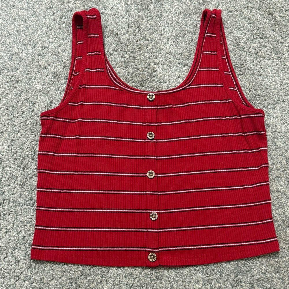 Active USA Red White Striped Crop Tank Top